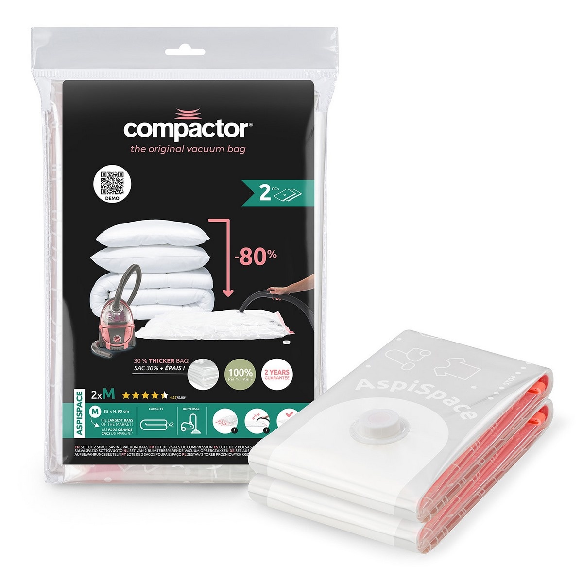 Compactor 2-dielna sada vákuových úložných vriec Bag Aspispace M
