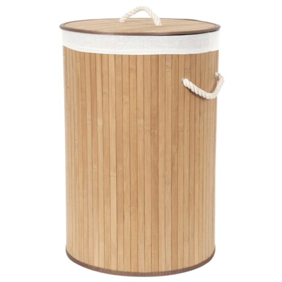 Compactor Bambusový kôš na bielizeň s vekom Compactor Bamboo - okrúhly