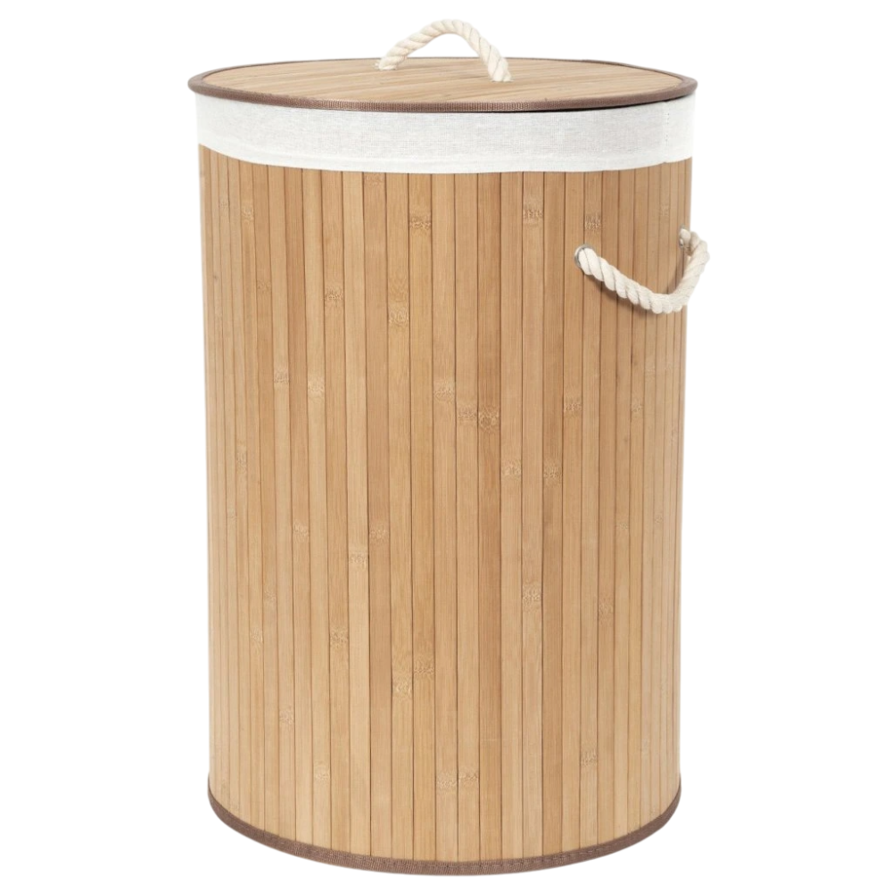 Compactor Bambusový kôš na bielizeň s vekom Compactor Bamboo - okrúhly