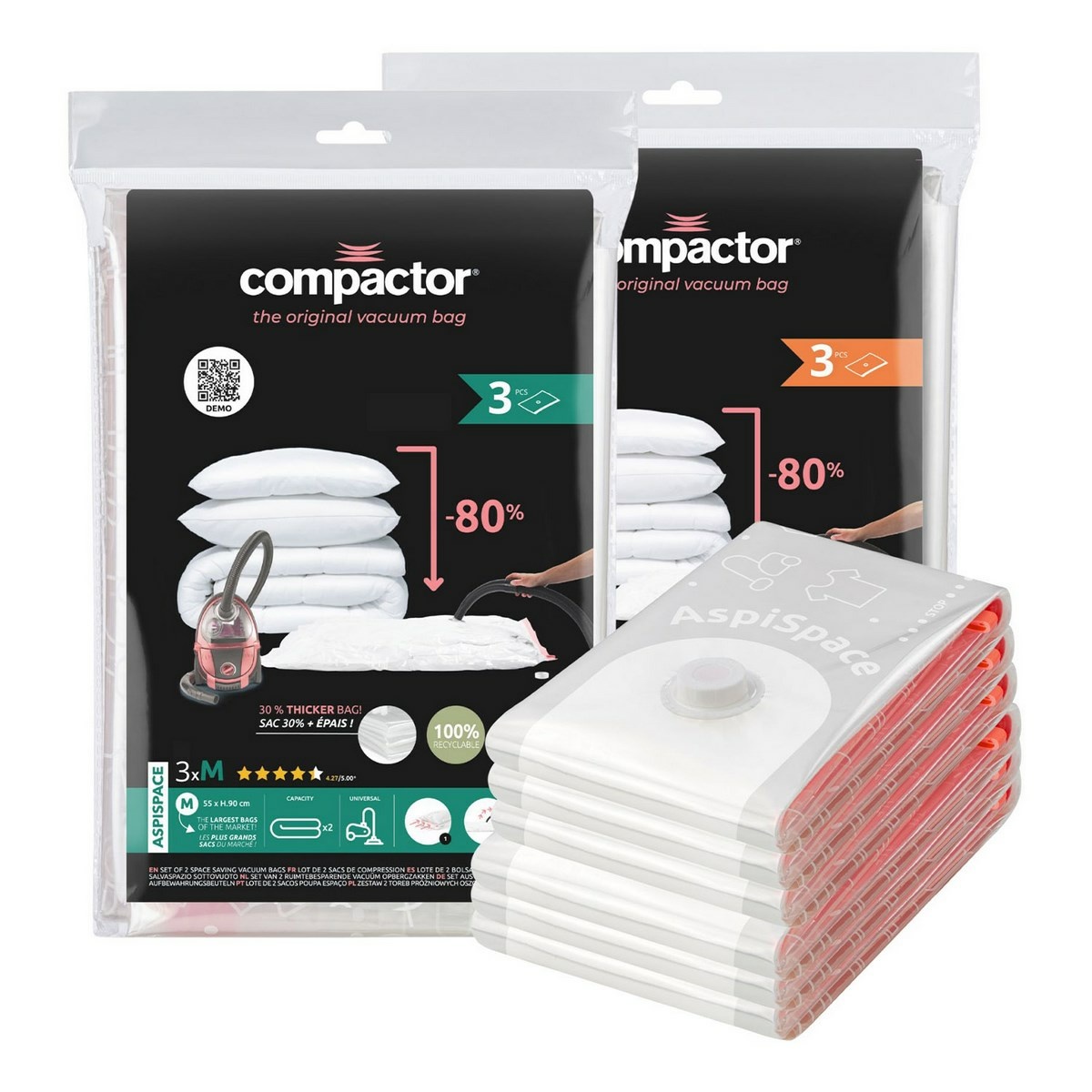 Compactor Set vákuových úložných vriec Aspispace 6 ks