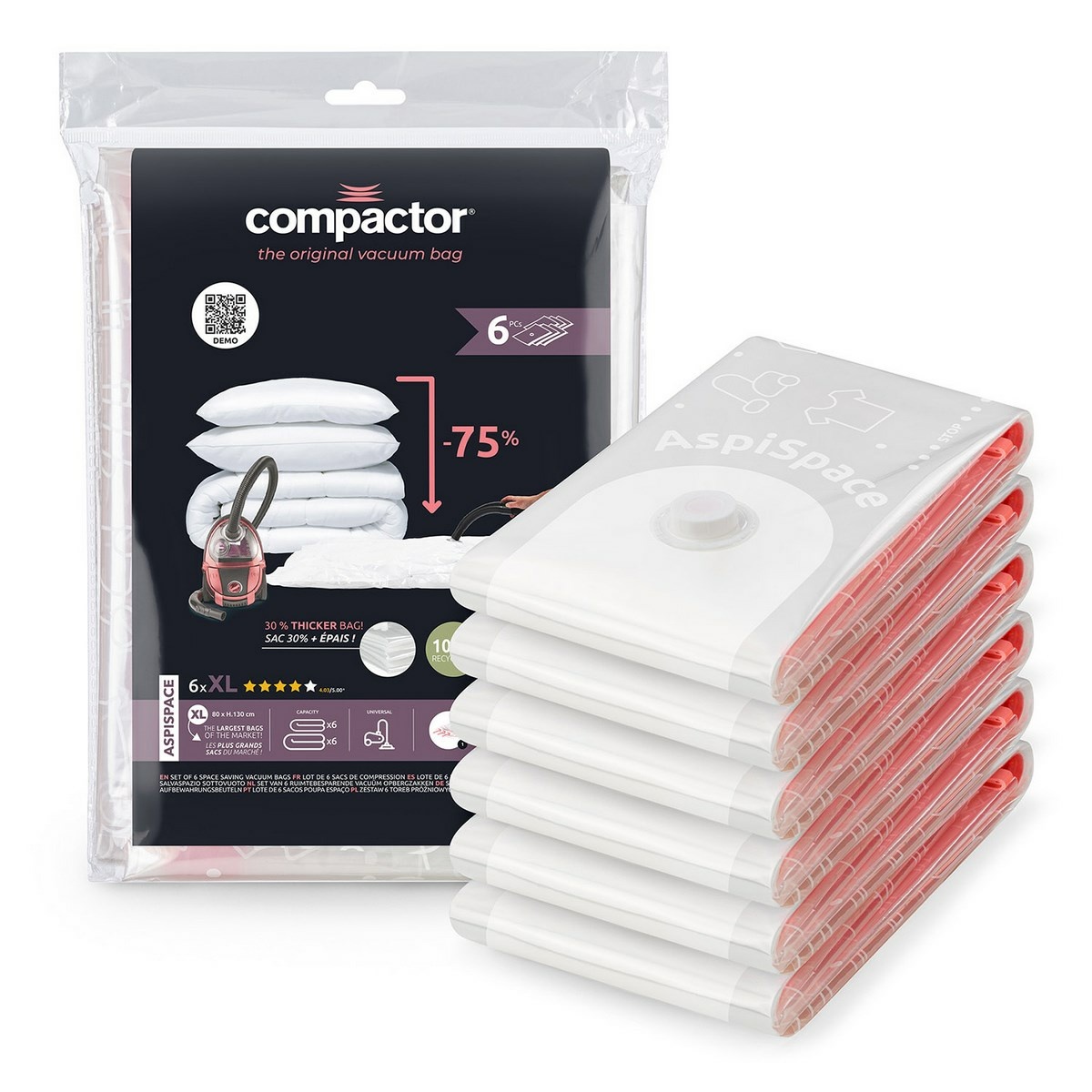 Compactor Set vákuových úložných vriec Aspispace XL 6 ks