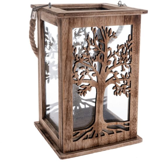Drevený lampáš Tree prírodná