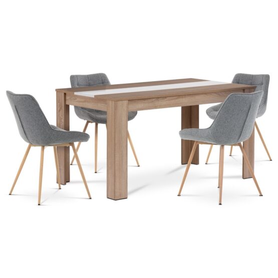 Jedálenský set z MDF so 4 sivými stoličkami