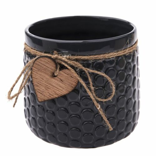 Keramický obal na kvetináč Wood heart tmavomodrá