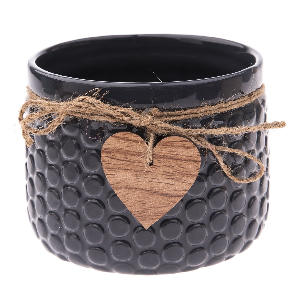 Keramický obal na kvetináč Wood heart tmavomodrá