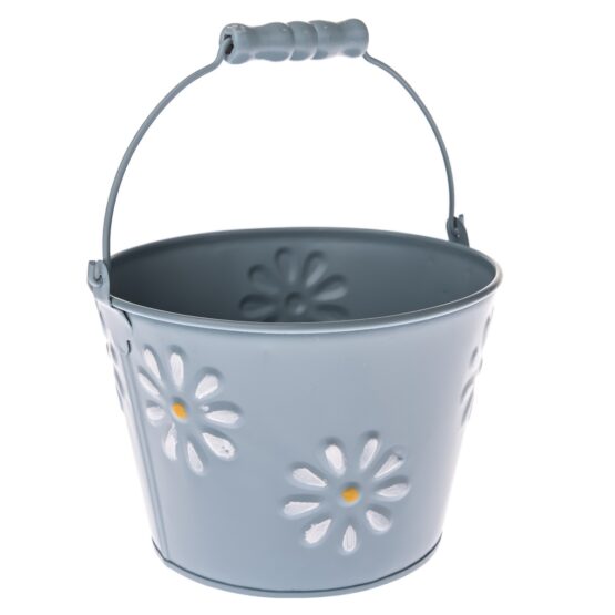 Kovový obal na kvetináč Flowers modrá