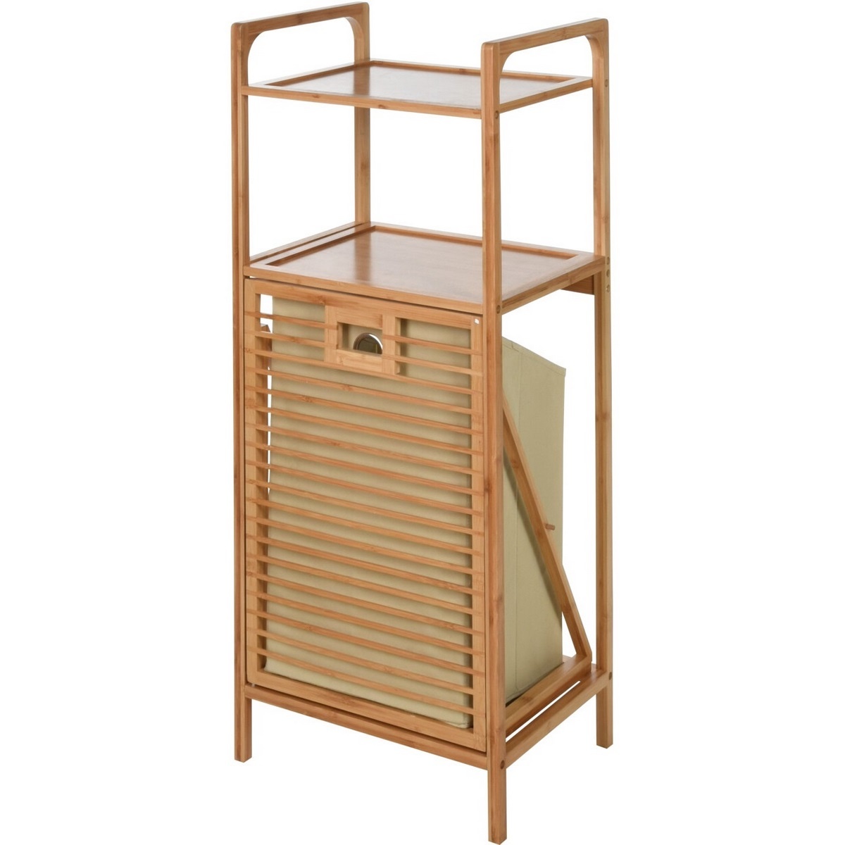Kúpeľňový regál s výklopným košom Bamboo