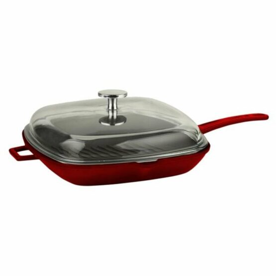 LAVA Metal Grilovacia liatinová panvica s pokrievkou červená