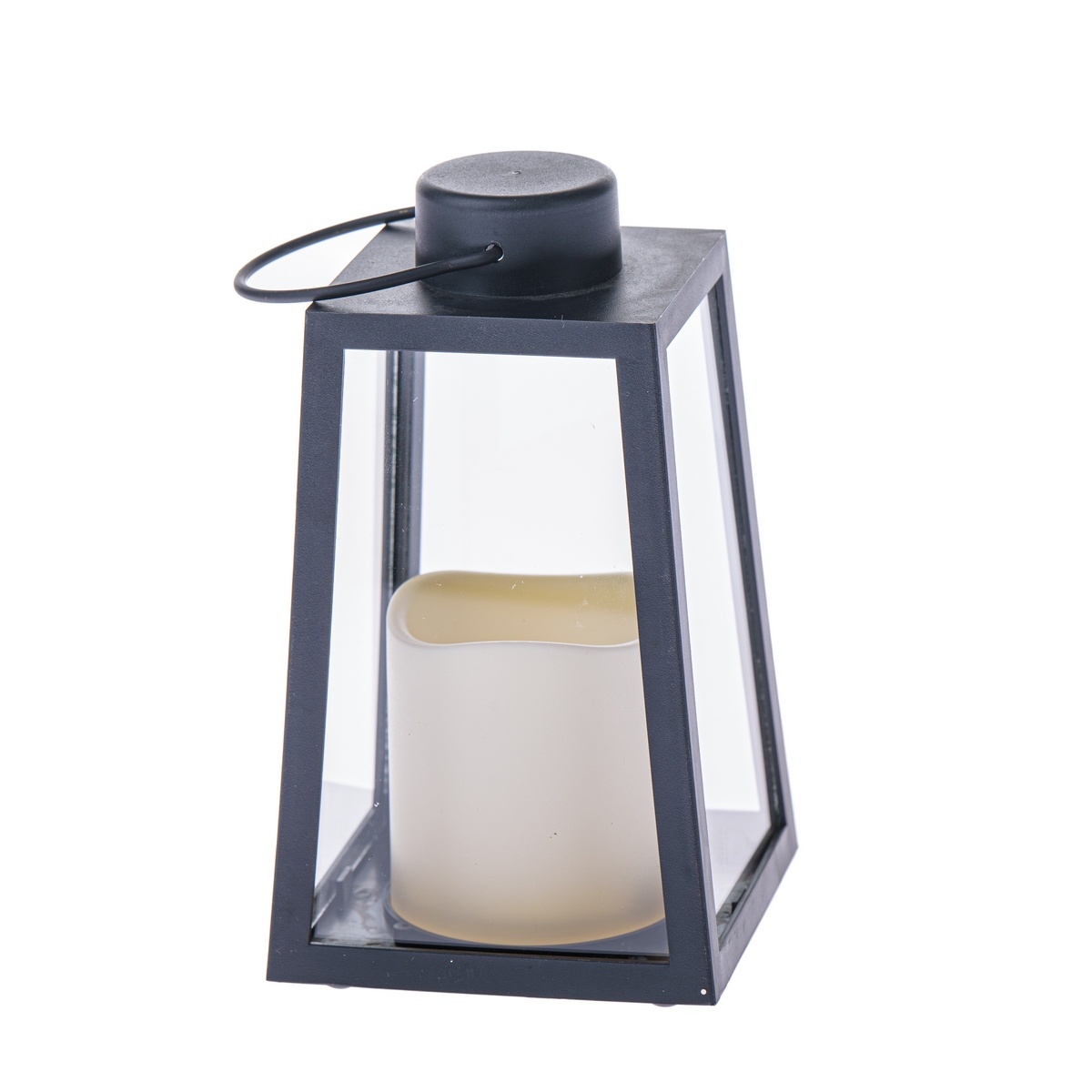 Lampáš s LED sviečkou Edera čierna