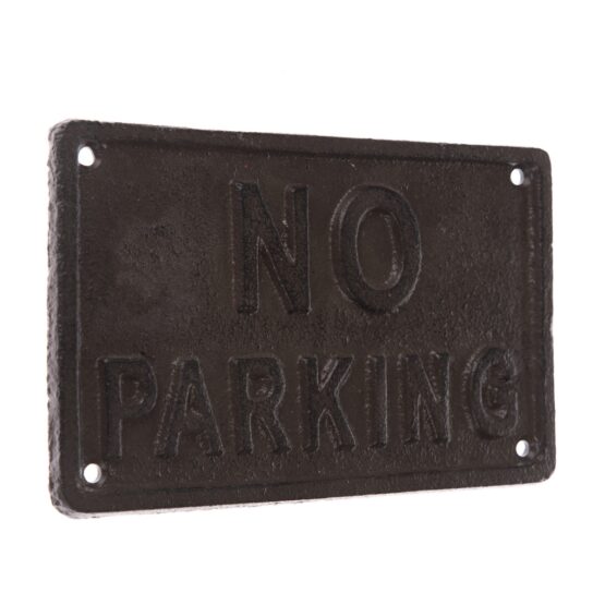 Liatinová dekorácia na stenu "NO PARKING" čierna