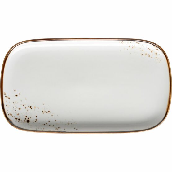 Mäser Obdĺžniková tácka Pintar White hnedé bodky 25 x 14 x 2 cm