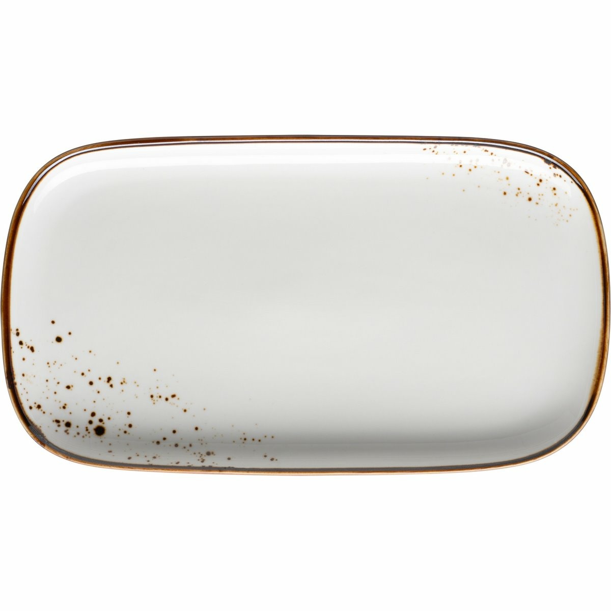Mäser Obdĺžniková tácka Pintar White hnedé bodky 25 x 14 x 2 cm
