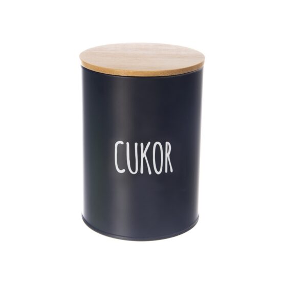 Dóza plech/bambus pr. 11 cm Cukor BLACK SK