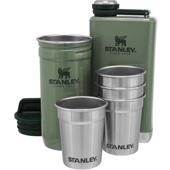 Stanley Darčekový set Adventure series ploskačka/butylka 250 ml + panáky 4 ks zelená