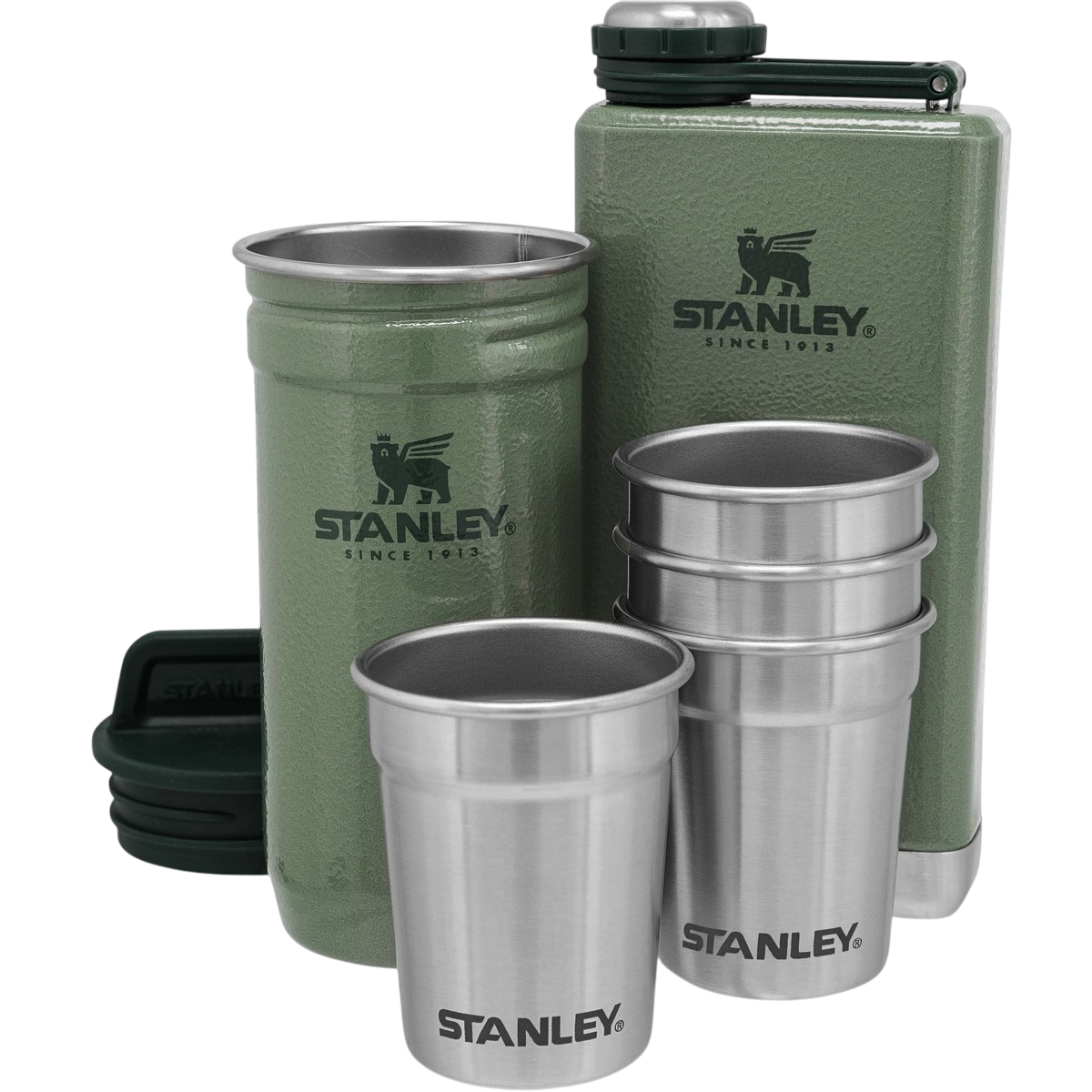Stanley Darčekový set Adventure series ploskačka/butylka 250 ml + panáky 4 ks zelená