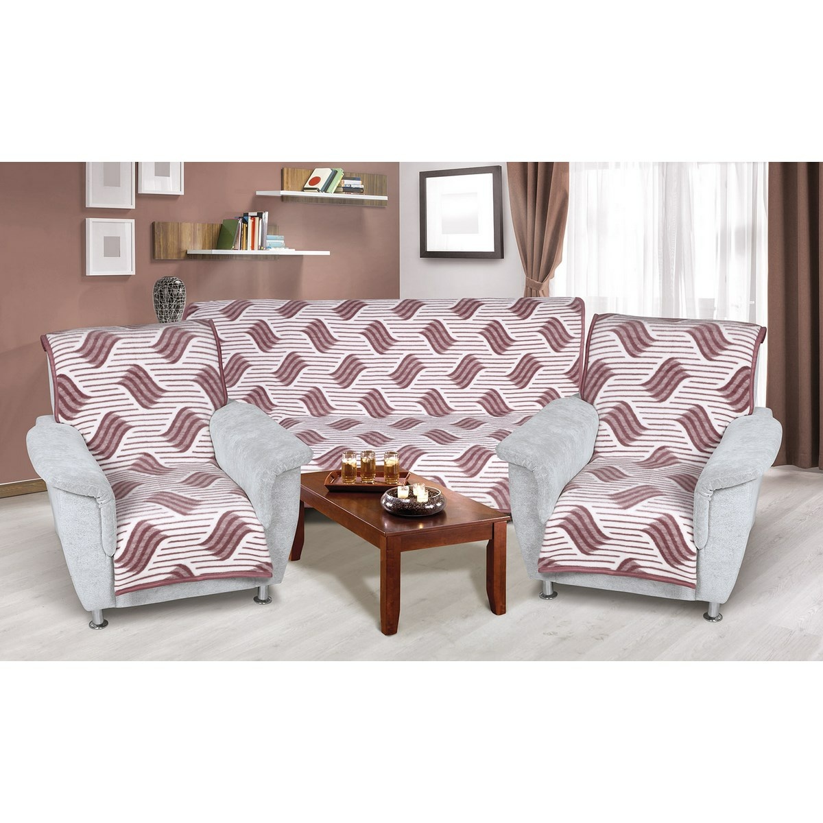 Bellatex Súprava Karmela plus 3+1+1 Vlnka burgundy