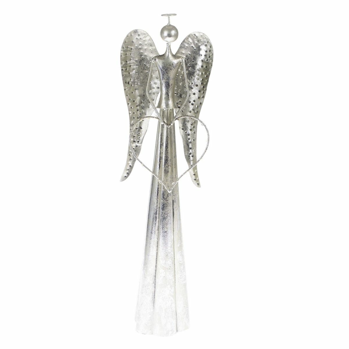 Vianočná kovová LED dekorácia Angel with heart​ strieborná