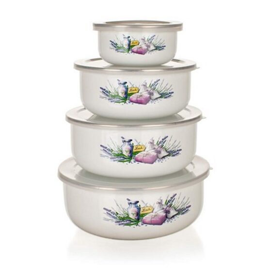 Banquet 8-dílná sada smaltovaných misek Lavender 10x4