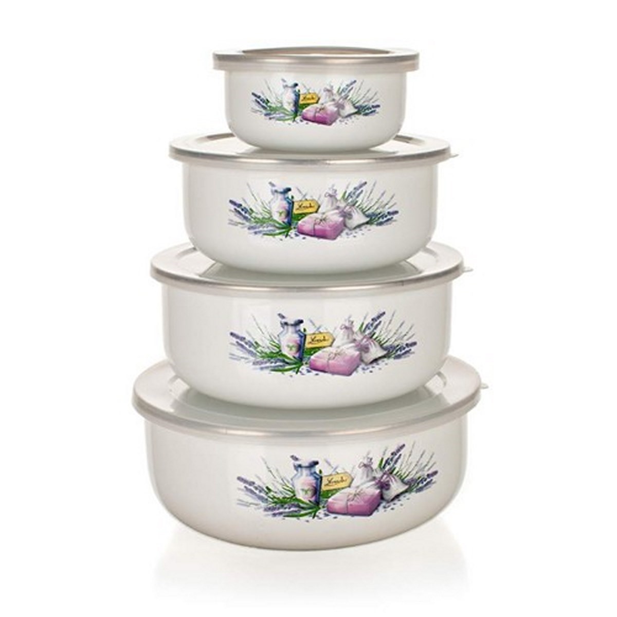 Banquet 8-dílná sada smaltovaných misek Lavender 10x4