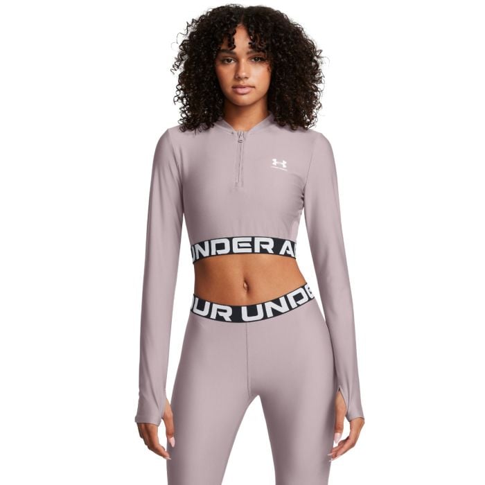 Under Armour Dámsky top HeatGear Rib 1/4 Zip LS Grey LL Under Armour Dámsky top HeatGear Rib 1/4 Zip LS Grey LL