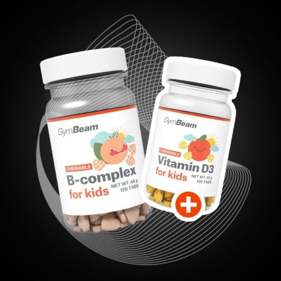 GymBeam B-komplex, tablety na cmúľanie pre deti marhuľa