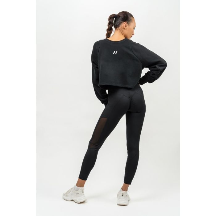 NEBBIA Crop Mikina Gym Spirit Black  LL