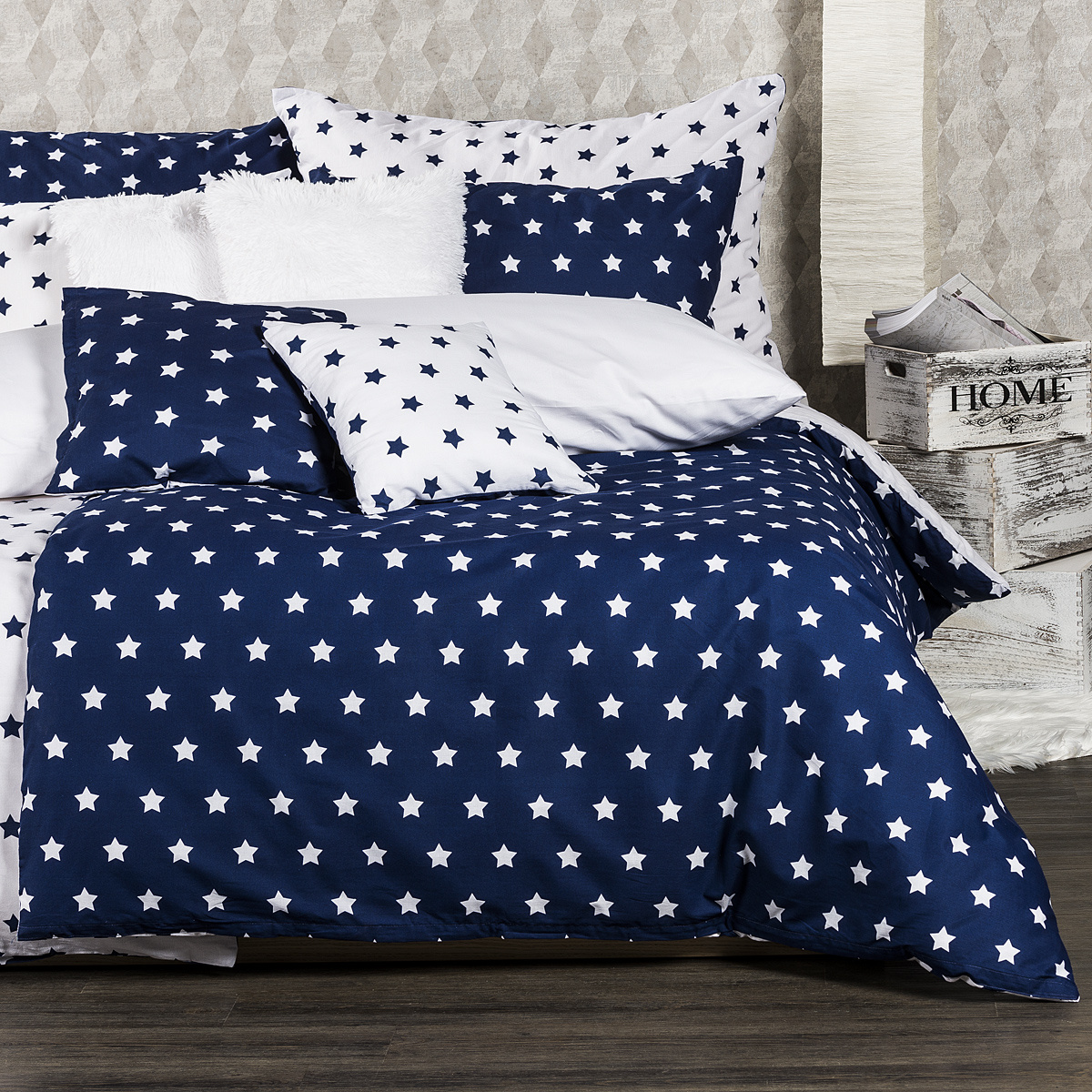 4Home bavlnené obliečky Stars Navy blue 4Home bavlnené obliečky Stars Navy blue
