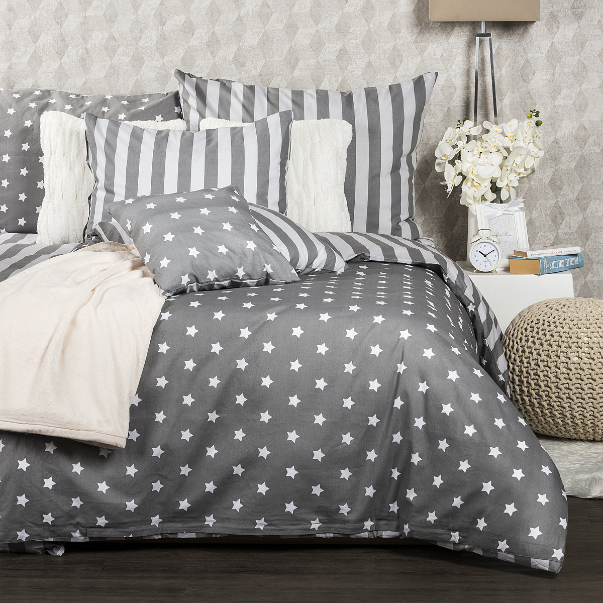 4Home Bavlnené obliečky Stars sivá 4Home Bavlnené obliečky Stars sivá