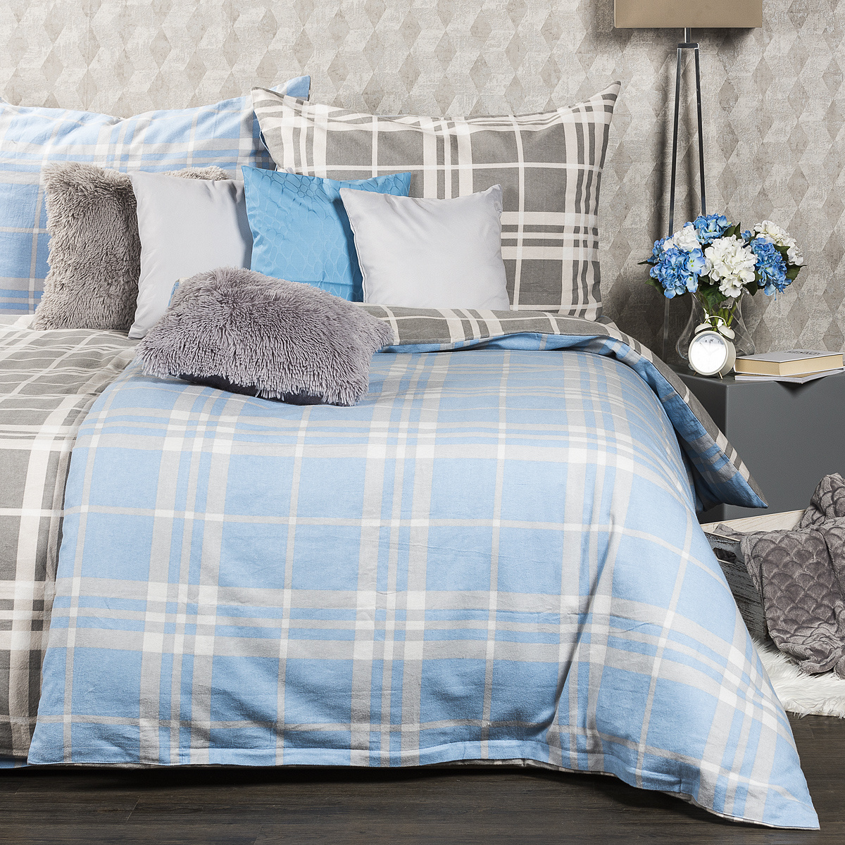 4Home Flanelové obliečky Modrá kocka