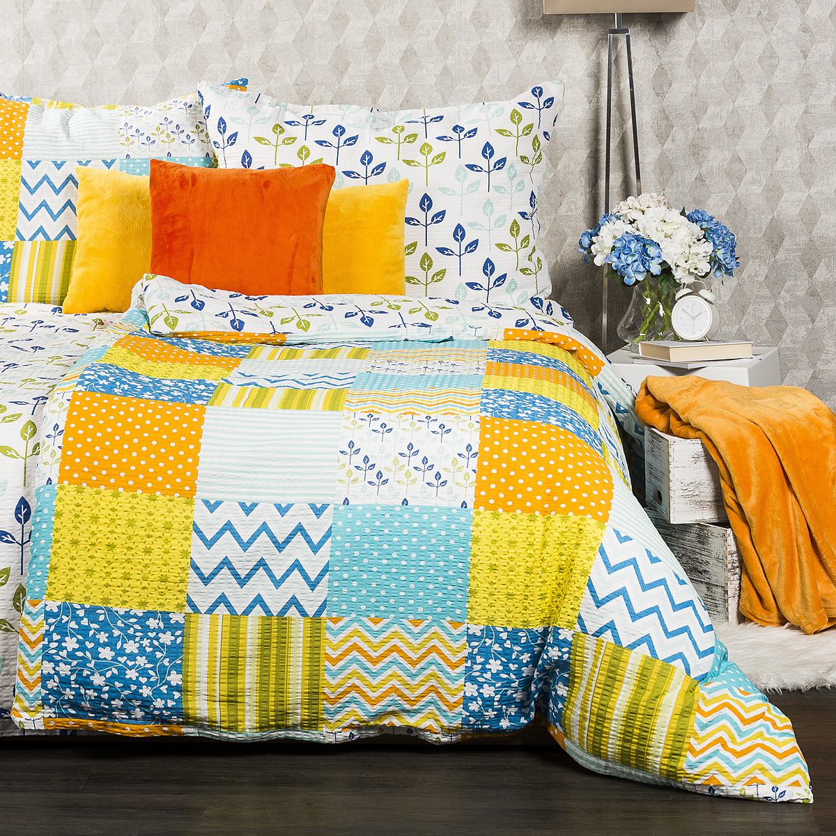 4Home Krepové obliečky Patchwork blue