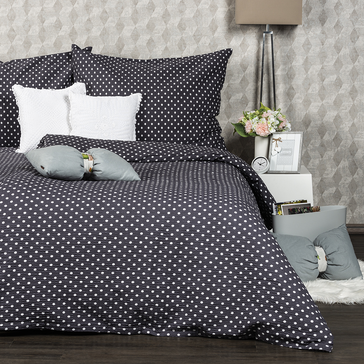 4Home Krepové obliečky Sivá bodka
