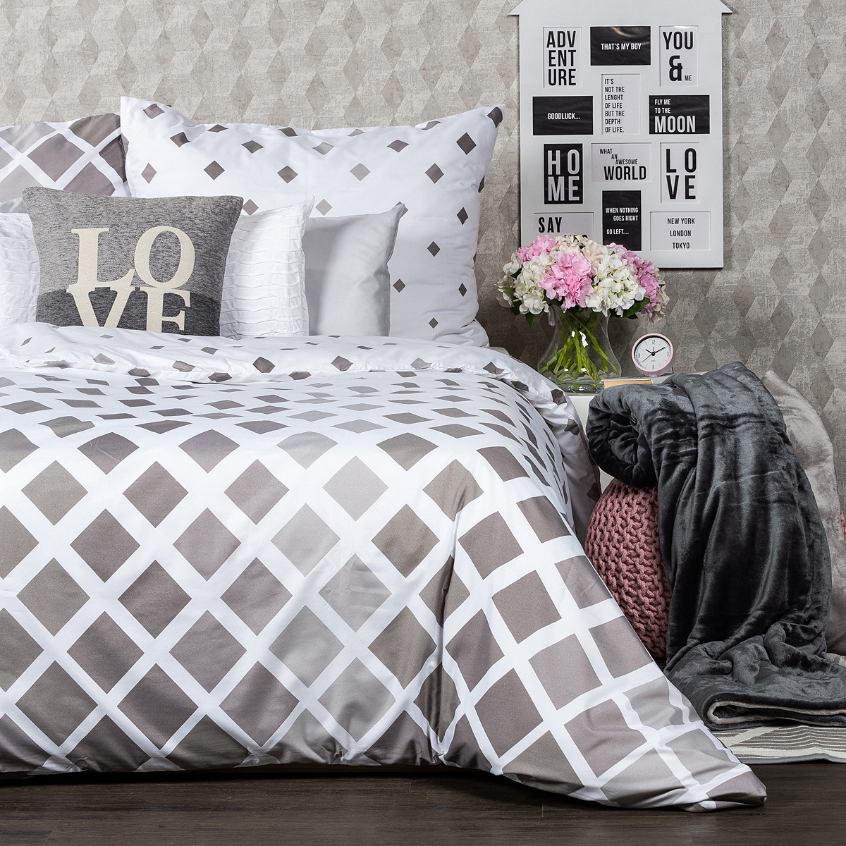 4Home Obliečky Geometric sivá micro