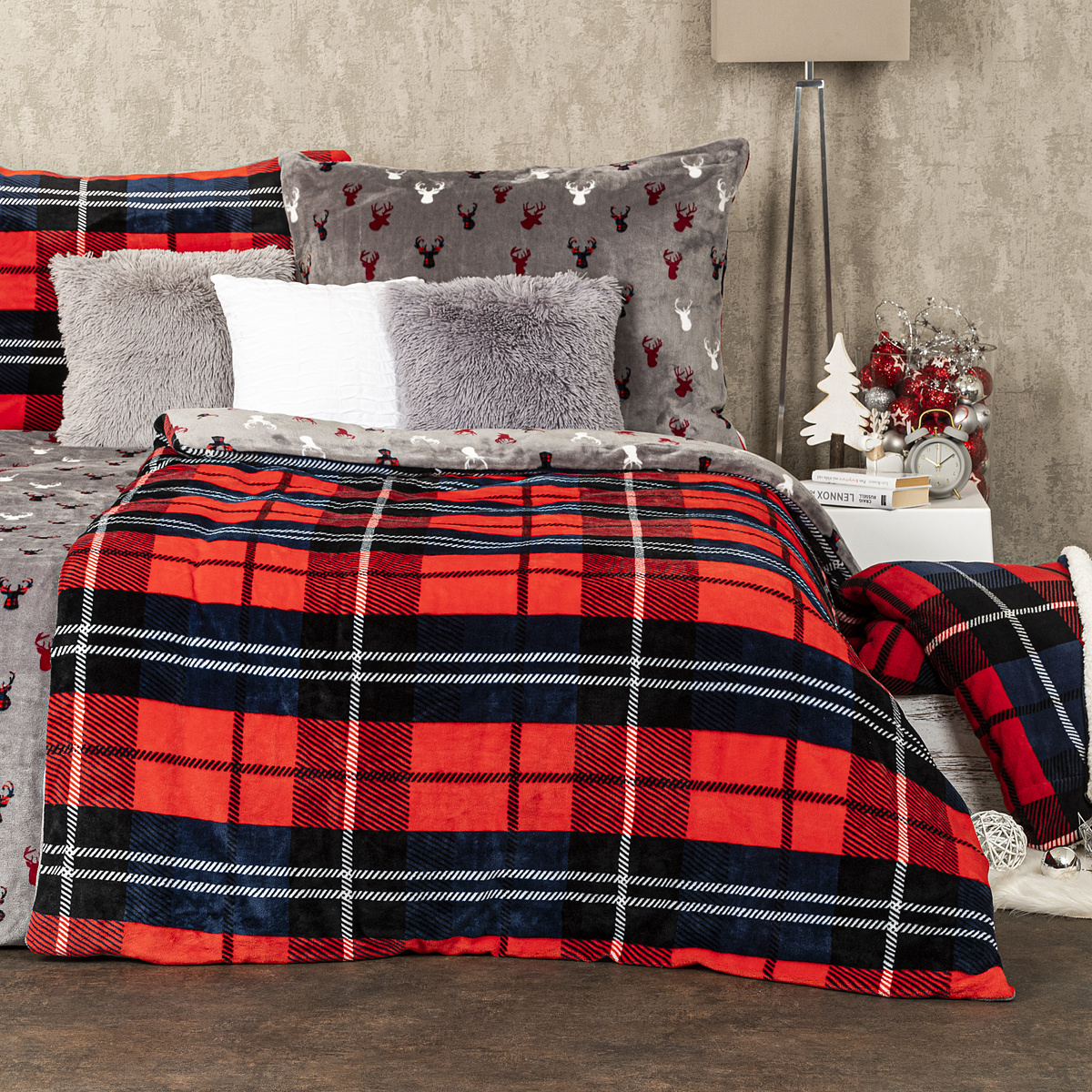 4Home obliečky mikroflanel Kocka červená