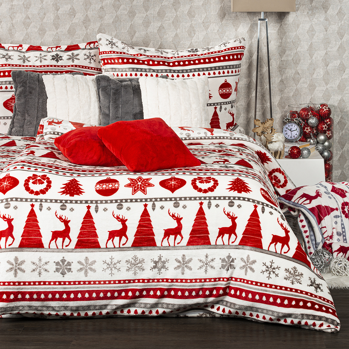 4home Vianočné obliečky mikroflanel Christmas Time červená