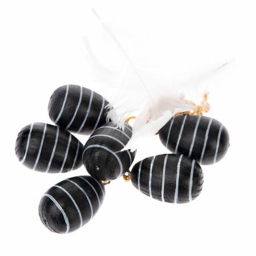 6-dielna sada drevených závesných vajíčok Stripy