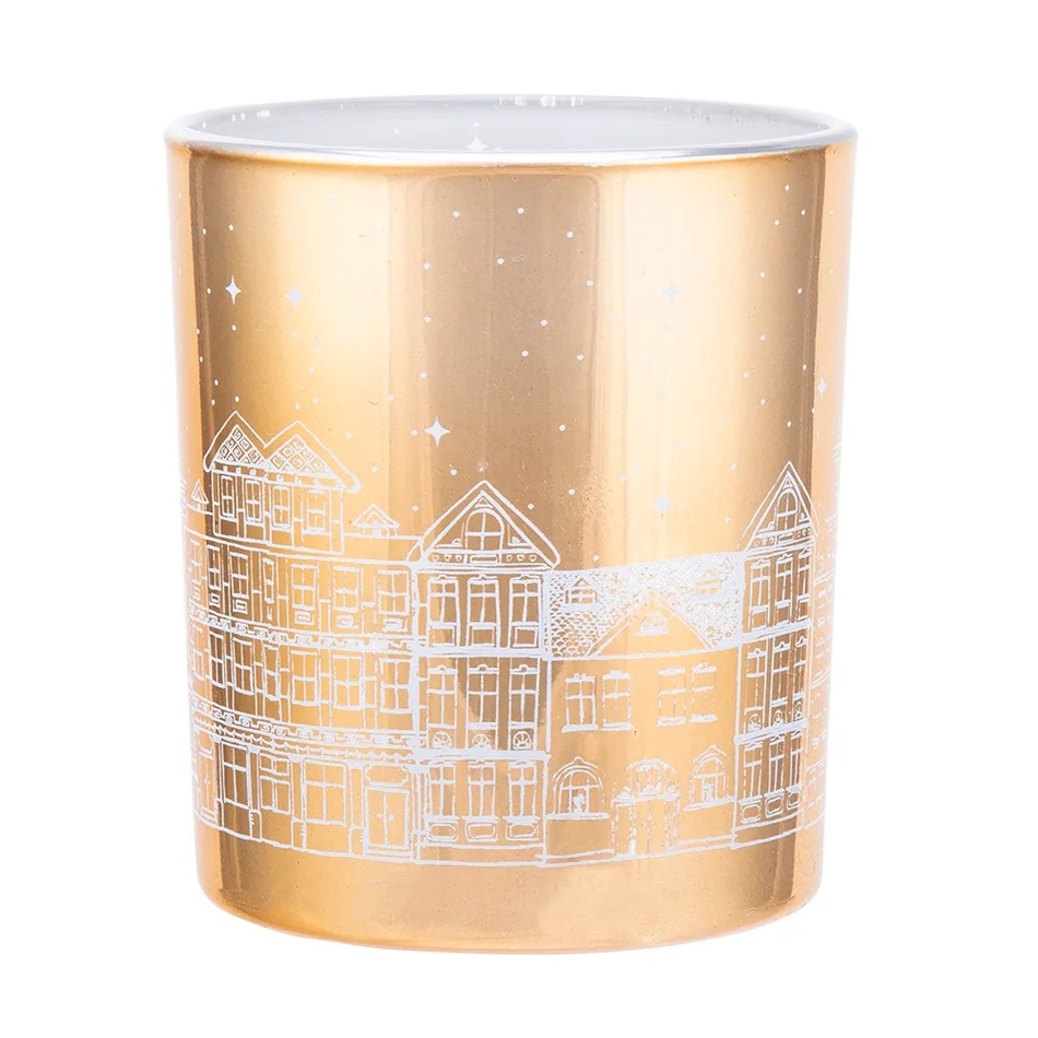 Altom Sklenený svietnik Winter town zlatá Altom Sklenený svietnik Winter town zlatá
