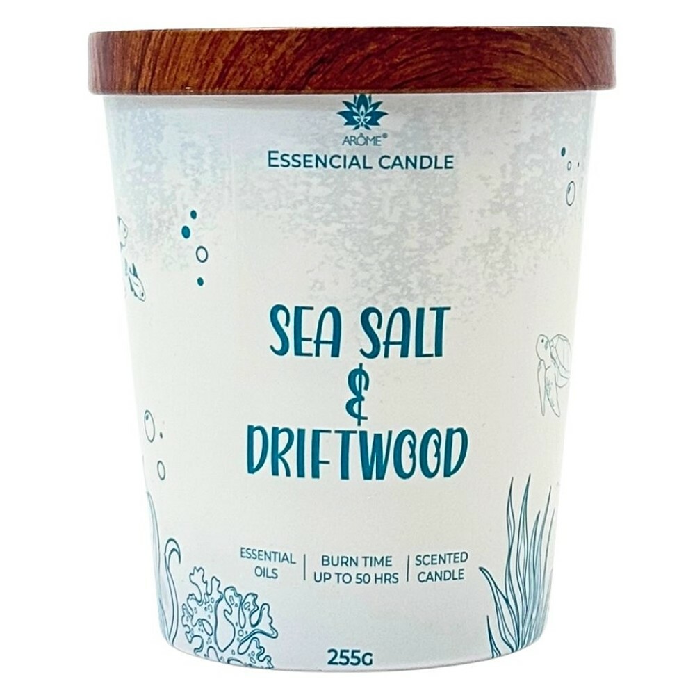 Arome Sviečka v sklenenej nádobe s kovovým viečkom255 g Sea salt & Driftwood Arome Sviečka v sklenenej nádobe s kovovým viečkom255 g Sea salt & Driftwood