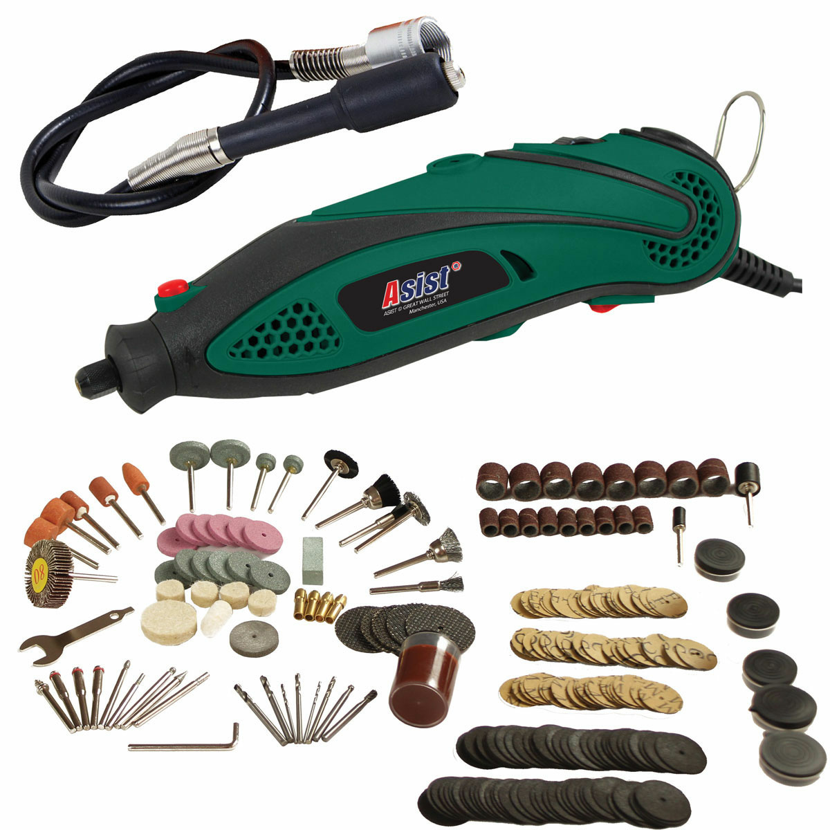 Asist AE3C13DN-210-1 mini priama brúska s príslušenstvom