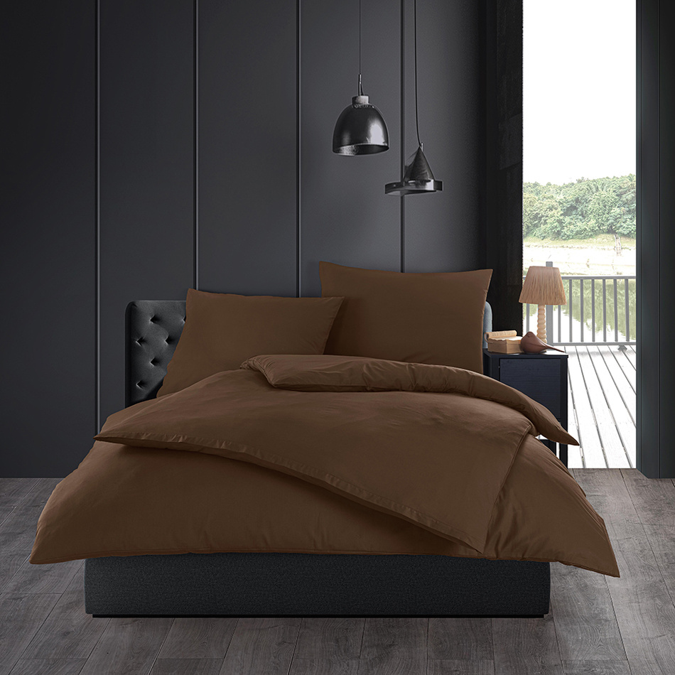 Bavlnená posteľná bielizeň Farba hnedá 140 x 200cm Bavlnená posteľná bielizeň Farba hnedá 140 x 200cm