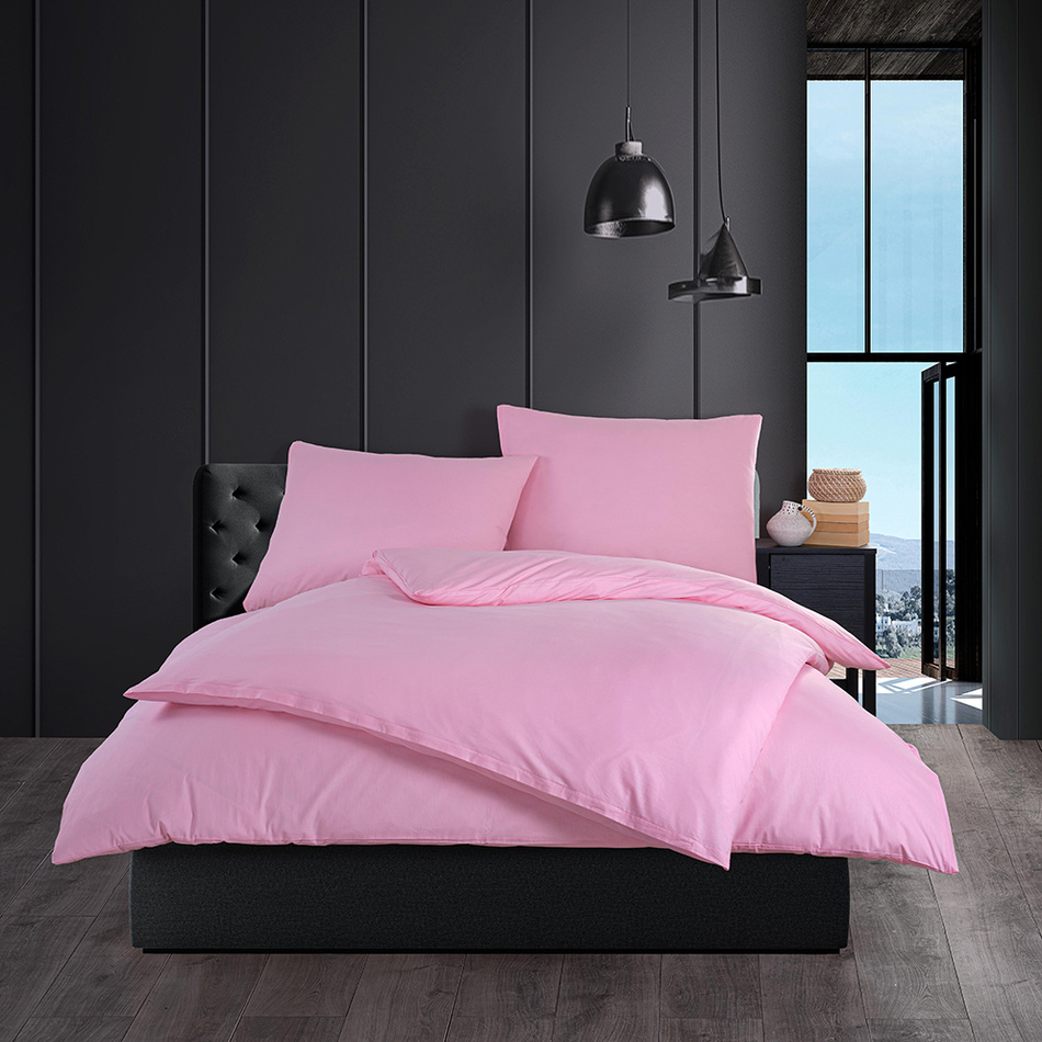 Bavlnená posteľná bielizeň Farba ružová 140 x 200cm Bavlnená posteľná bielizeň Farba ružová 140 x 200cm