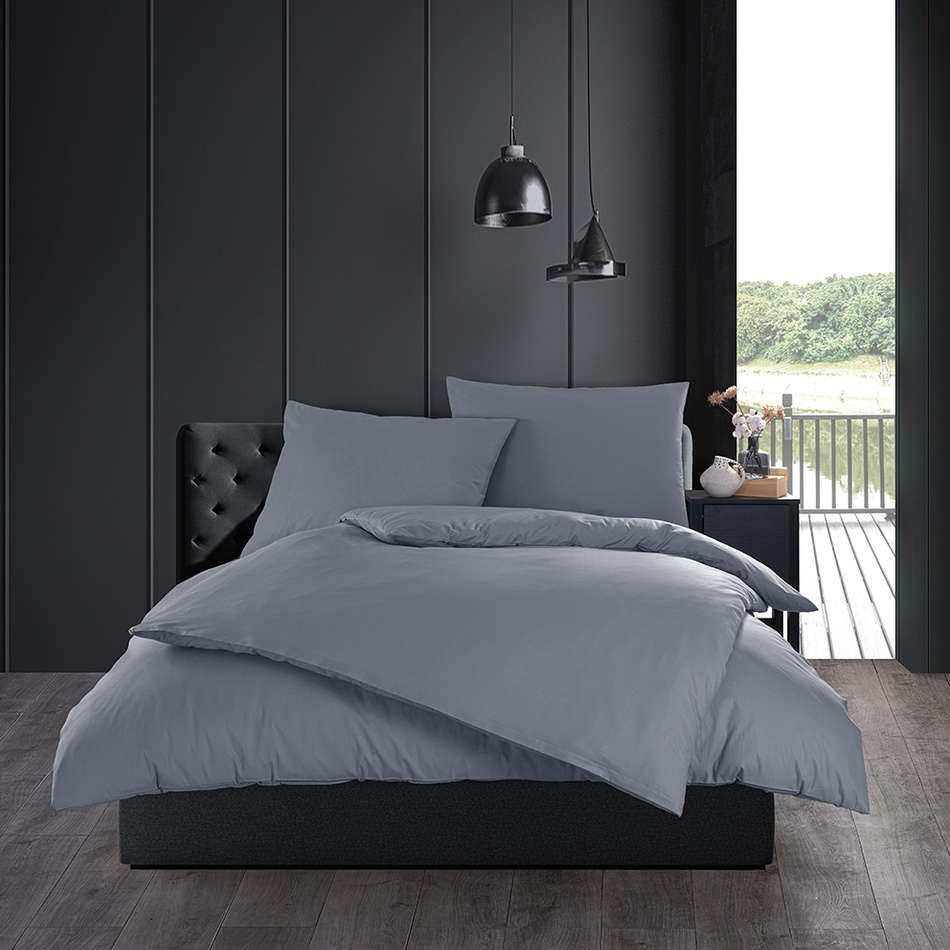 Bavlnená posteľná bielizeň Farba sivá 140 x 200cm Bavlnená posteľná bielizeň Farba sivá 140 x 200cm