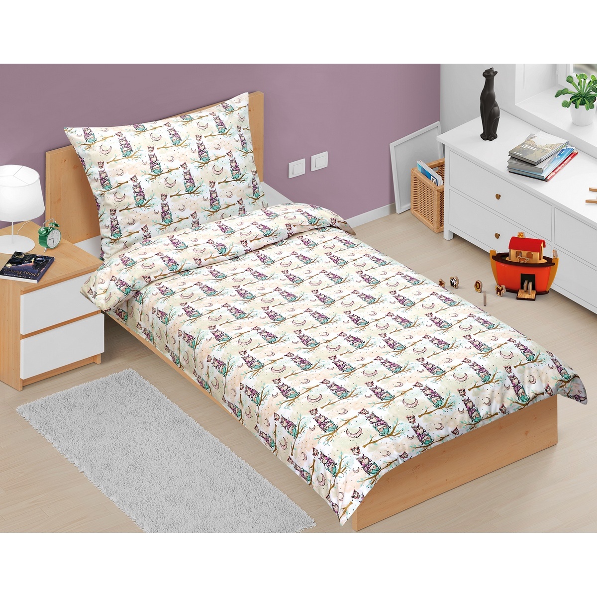 Bellatex Bavlnené obliečky Junior Sovička na vetve