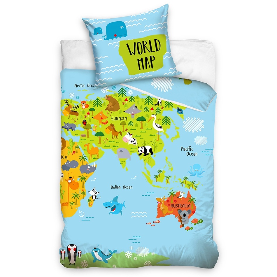 Tiptrade Bavlnené obliečky Mapa Zvierat