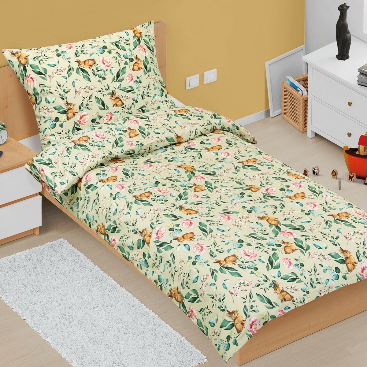 Bellatex Bavlnené obliečky Junior Zajačik v lístí