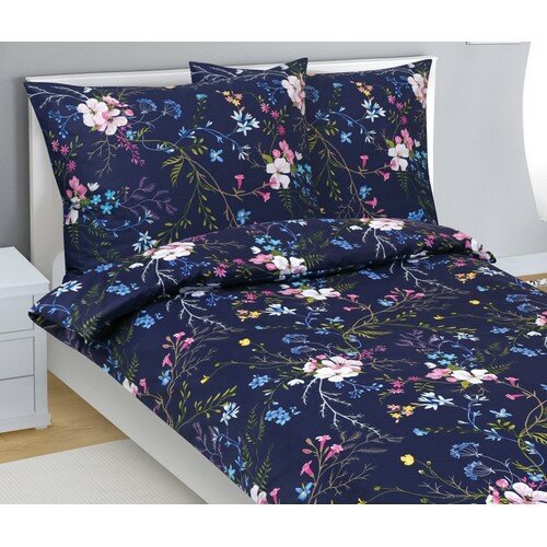 Bellatex Bavlnené obliečky Kvet jablone tm. modrá Bellatex Bavlnené obliečky Kvet jablone tm. modrá