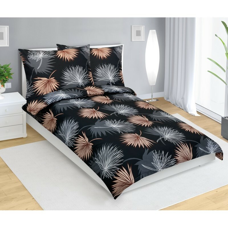 Bellatex Bavlnené obliečky Palmový list čierna Bellatex Bavlnené obliečky Palmový list čierna
