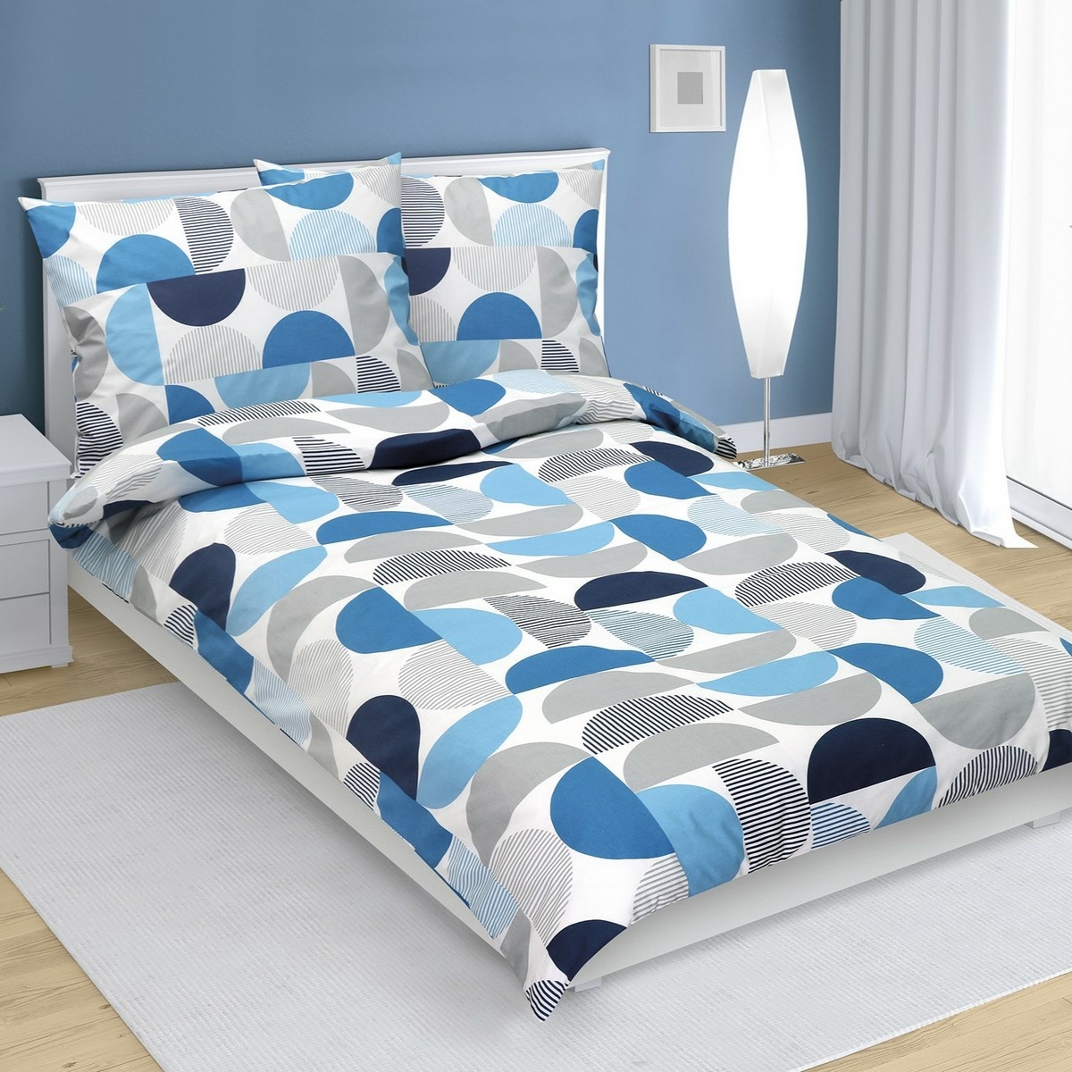 Bellatex Bavlnené obliečky Polkruh modrá Bellatex Bavlnené obliečky Polkruh modrá