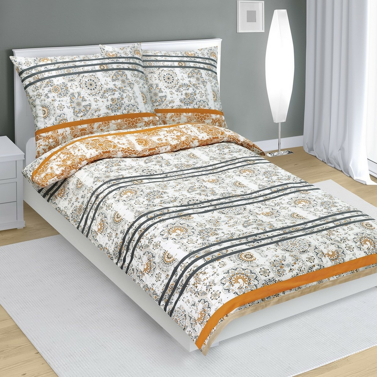 Bellatex Bavlnené obliečky Retro sivo oranžová Bellatex Bavlnené obliečky Retro sivo oranžová