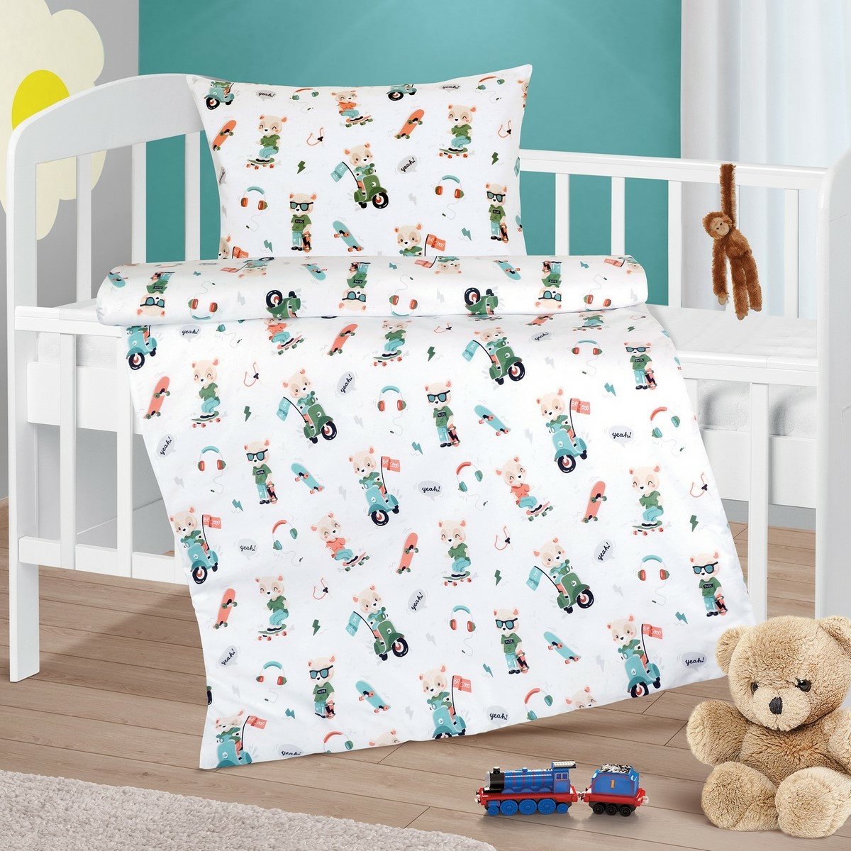 Bellatex Detské Bavlnené obliečky Agáta Medvedík na motorke Bellatex Detské Bavlnené obliečky Agáta Medvedík na motorke