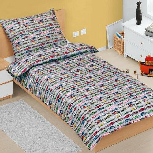 Bellatex Detské bavlnené obliečky Junior Formula sivá Bellatex Detské bavlnené obliečky Junior Formula sivá